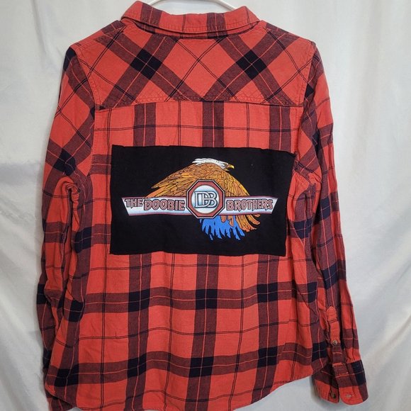 Doobie Bros Upcycle Flannel Shirt Red Plaid Merona Adult XL - Picture 1 of 8